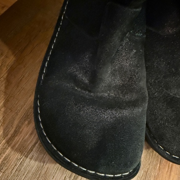 Alegria Metallic Black Suede Boots Fur Lined - Picture 3 of 11